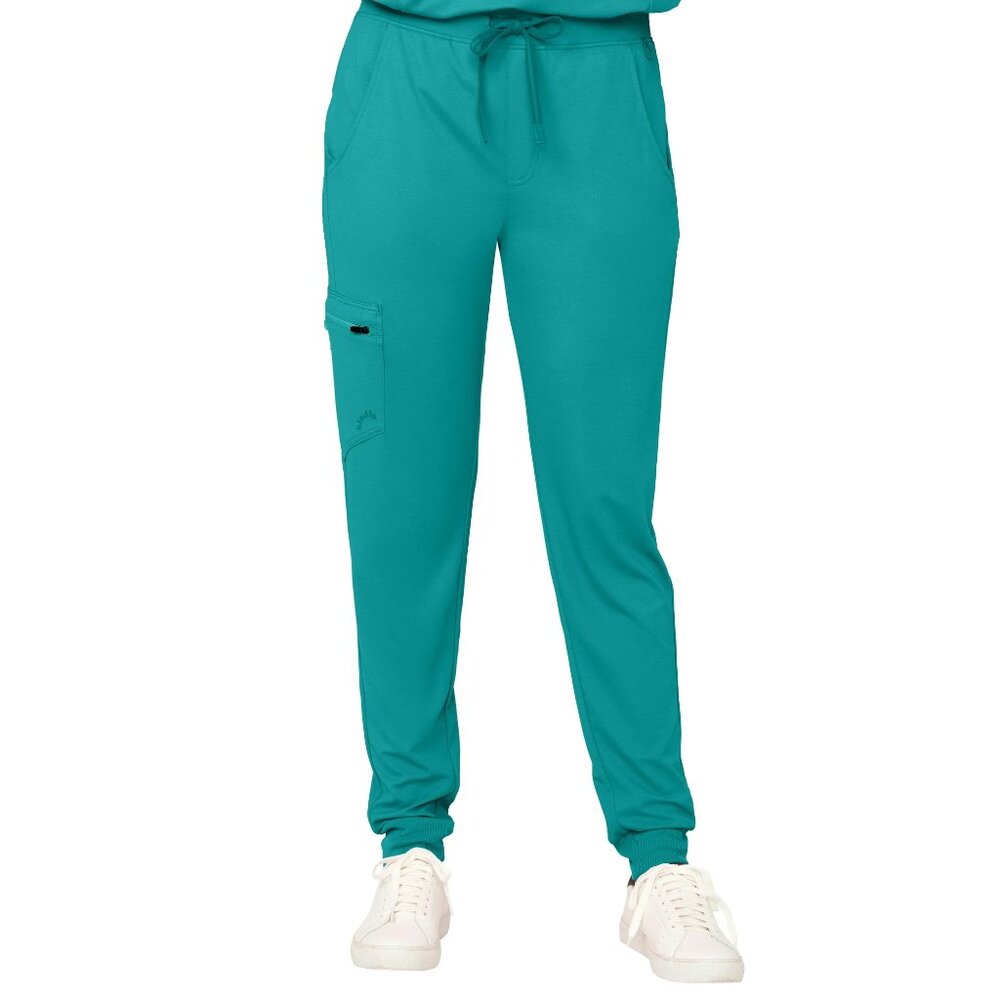 NWT Kindly Yours Women’s Jogger Scrub Pants Size L (12-14) Green/Teal Pockets - Picture 1 of 9